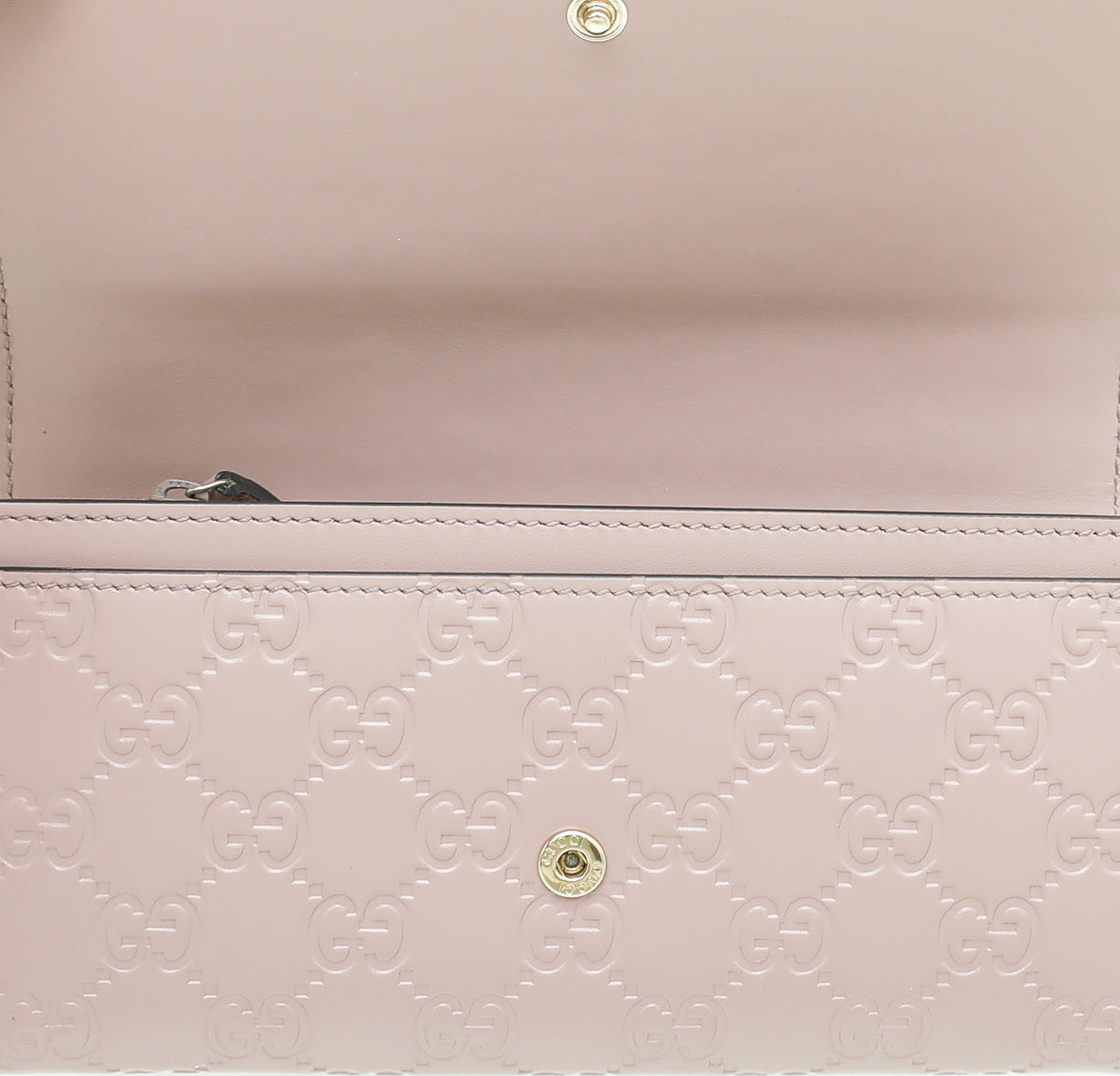 Gucci Baby Pink GG Guccissima Bow Continental Wallet