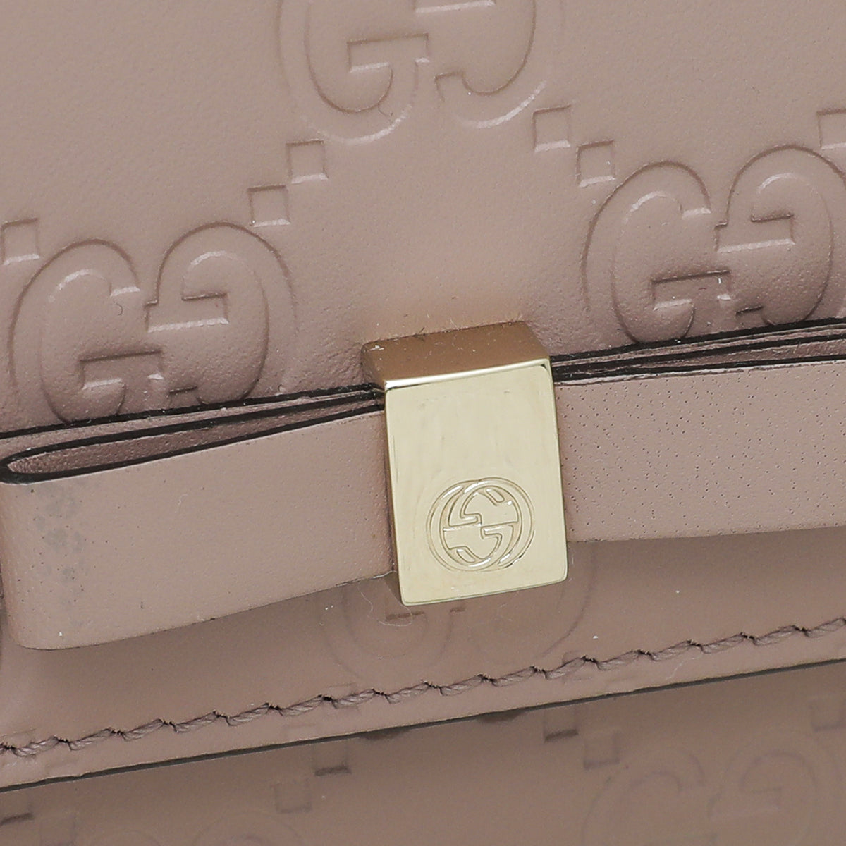 Gucci Baby Pink GG Guccissima Bow Continental Wallet