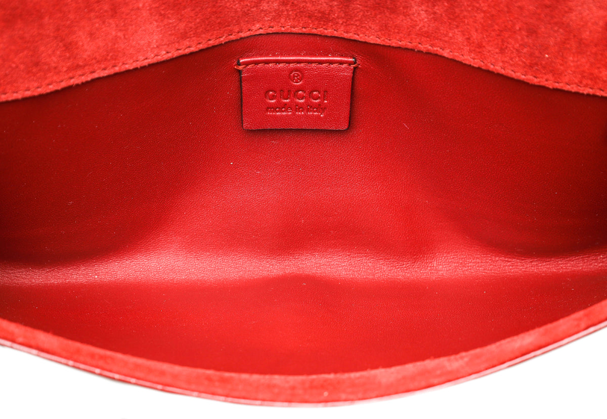 Gucci Red Microguccissima Broadway Clutch