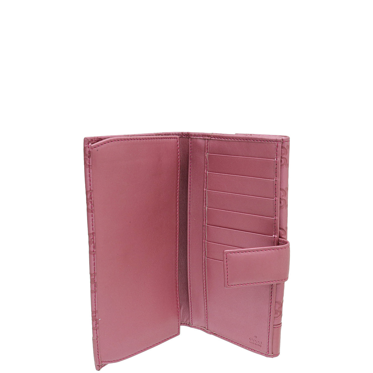 Gucci Metallic Pink Guccissima Heart Charm Continental Wallet