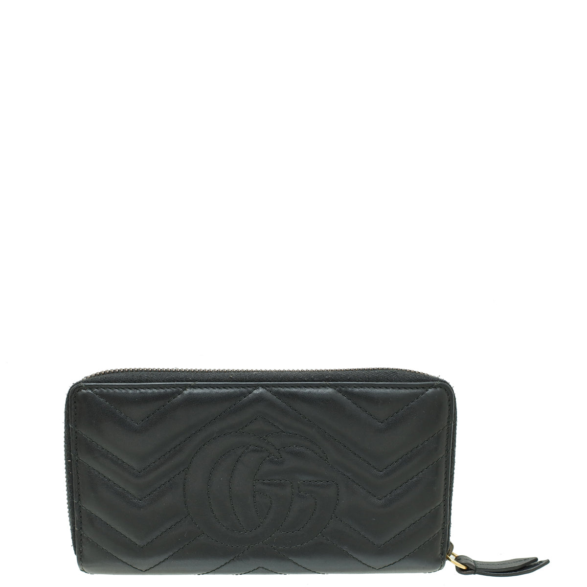 Gucci Black GG Marmont Zip Around Long Wallet