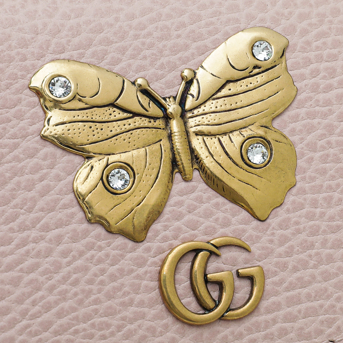 Gucci Pink GG Marmont Butterfly Card Case