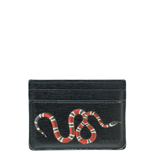 Gucci Black Kingsnake Print Card Holder