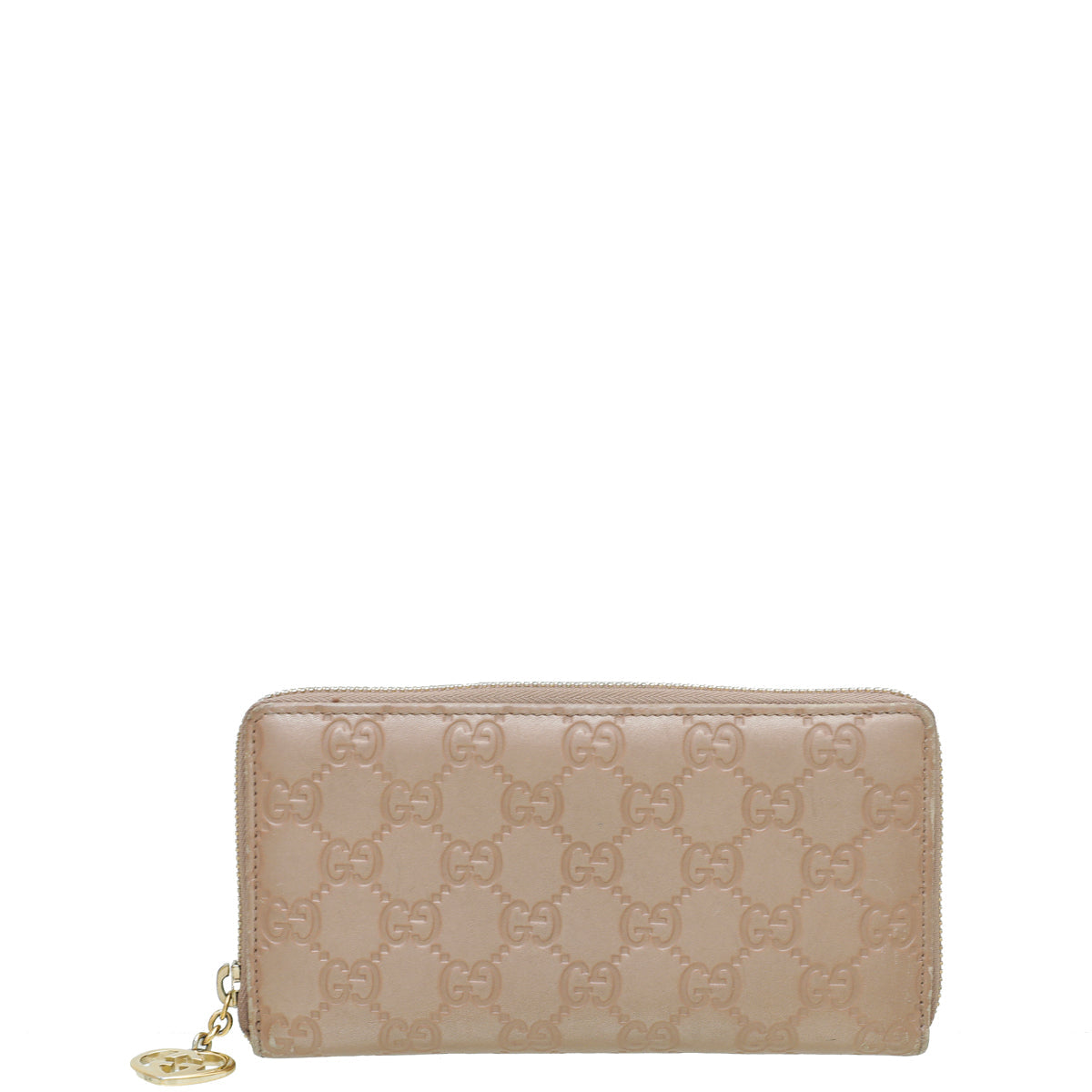 Gucci Rose Beige GG Guccissima Zip Around Lovely Wallet