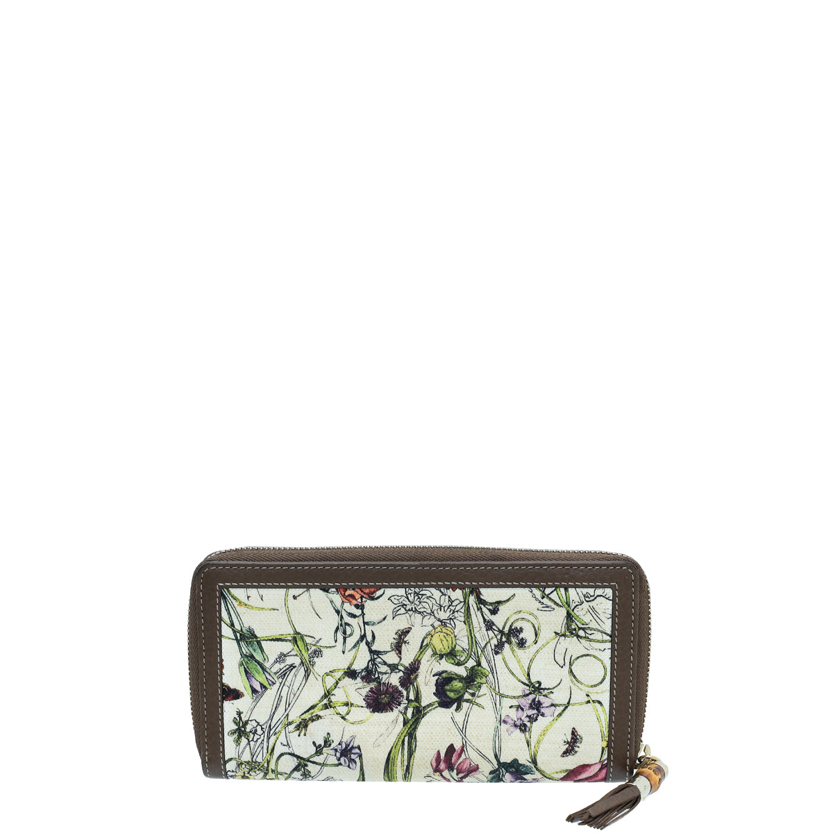 Gucci Multicolor Flora Bamboo Tassel Zip Around Wallet