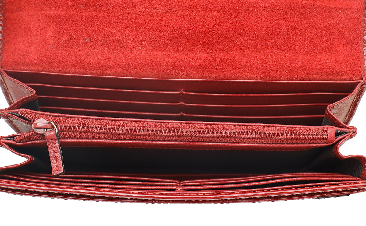 Gucci Red Microguccissima Nice Long Wallet