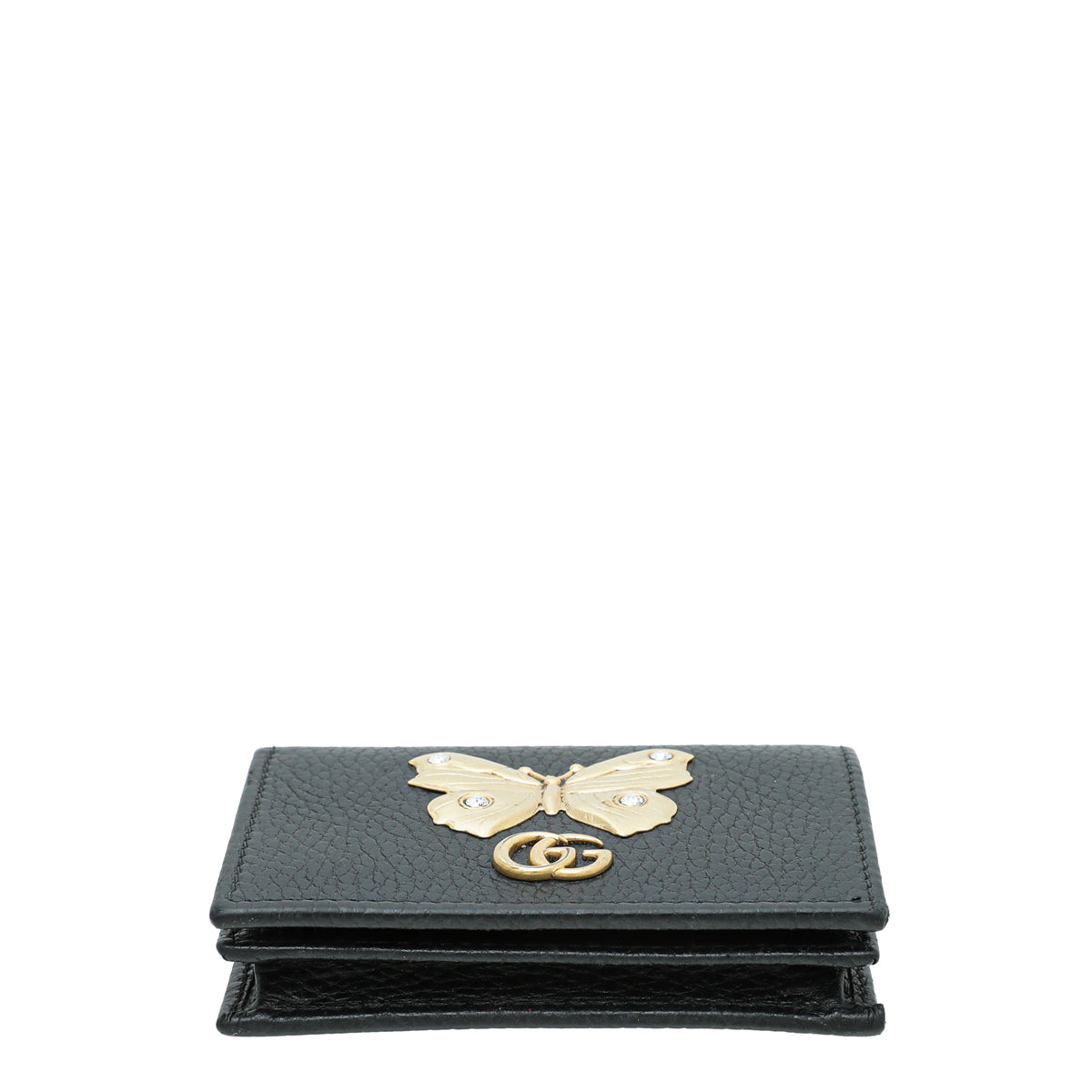 Gucci Black GG Marmont Butterfly Card Case