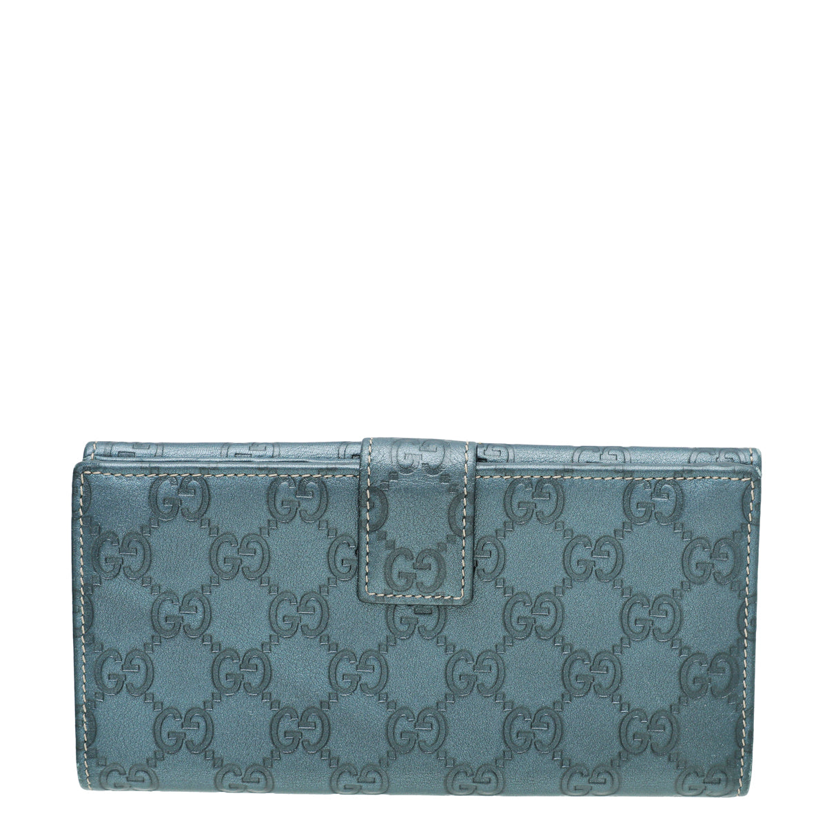 Gucci Metallic Slate Blue Guccissima Metal Bar Continental Wallet