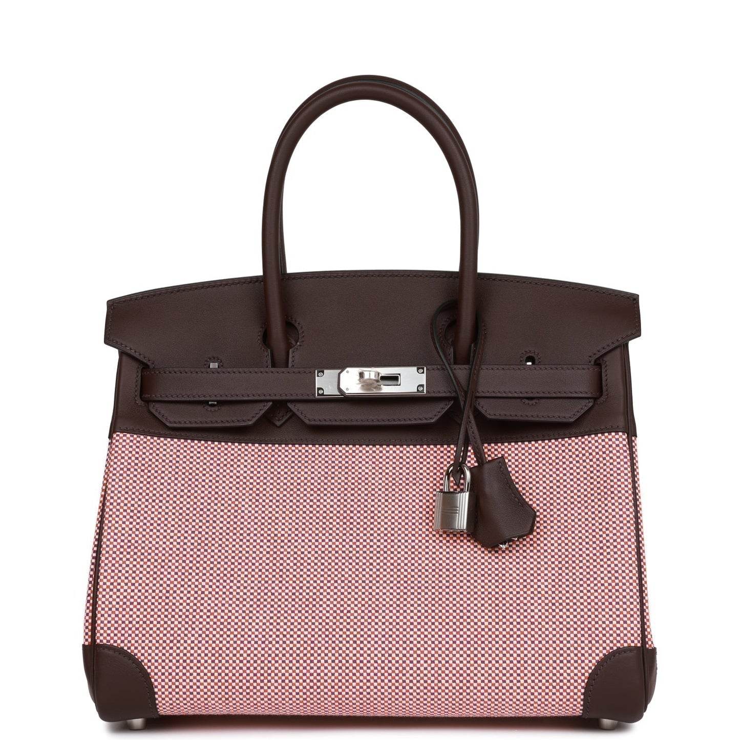 Hermes Quadrille Birkin 30 Rouge Sellier Toile and Swift Palladium Hardware