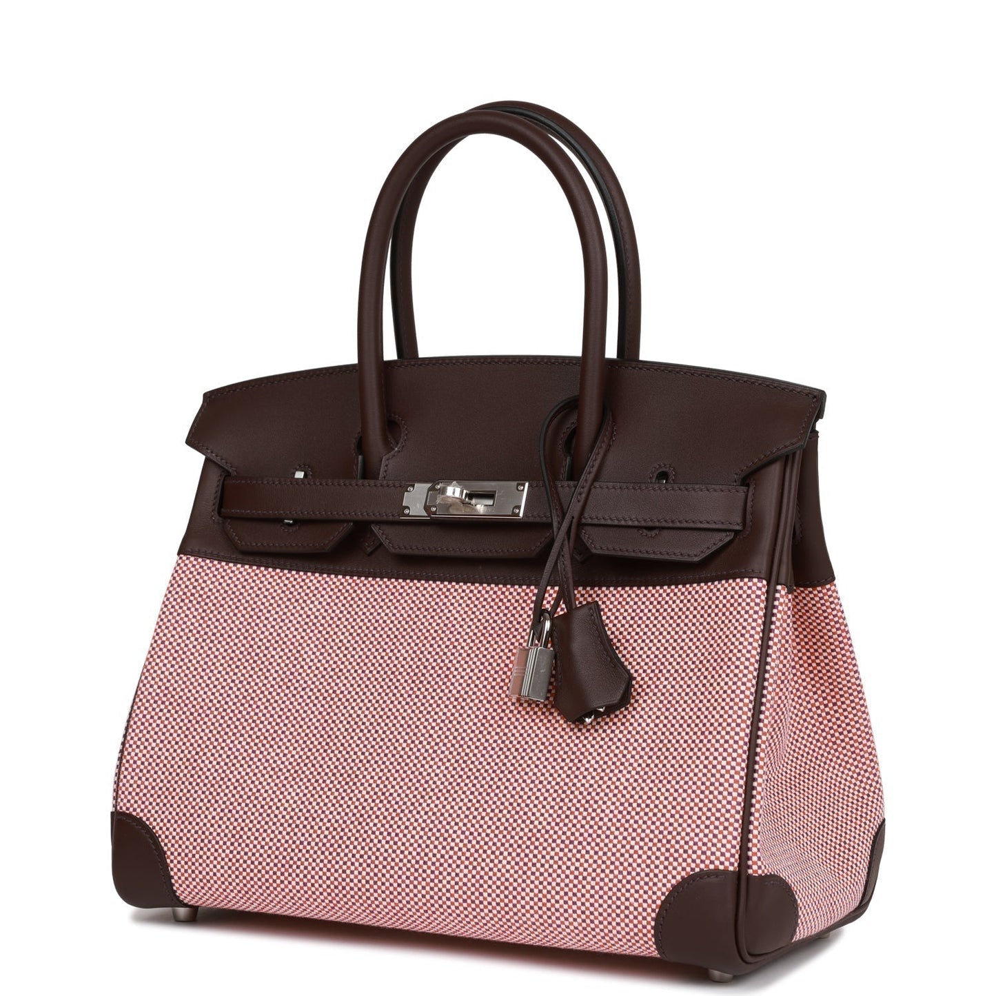 Hermes Quadrille Birkin 30 Rouge Sellier Toile and Swift Palladium Hardware