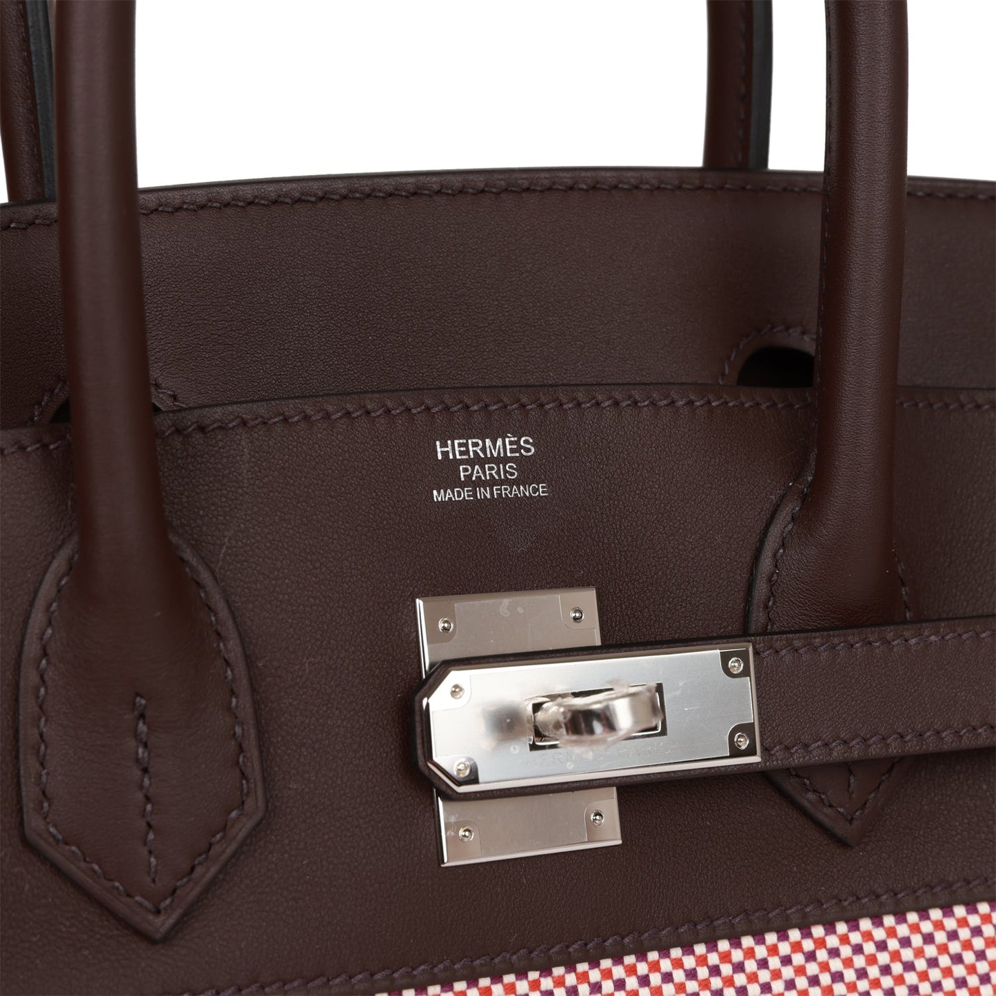 Hermes Quadrille Birkin 30 Rouge Sellier Toile and Swift Palladium Hardware