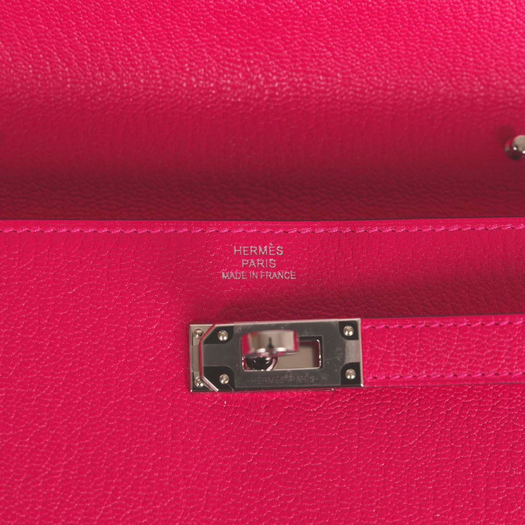 Hermes Kelly Wallet To Go Rose Mexico Chevre Palladium Hardware