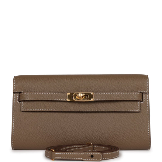 Hermes Kelly Wallet To Go Etoupe Epsom Gold Hardware