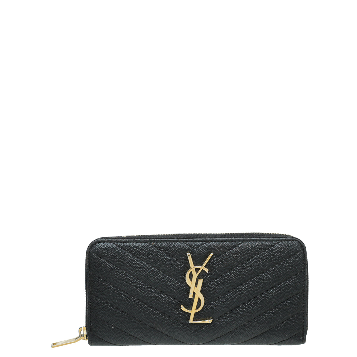 YSL Black Cassandre Zip Around Wallet