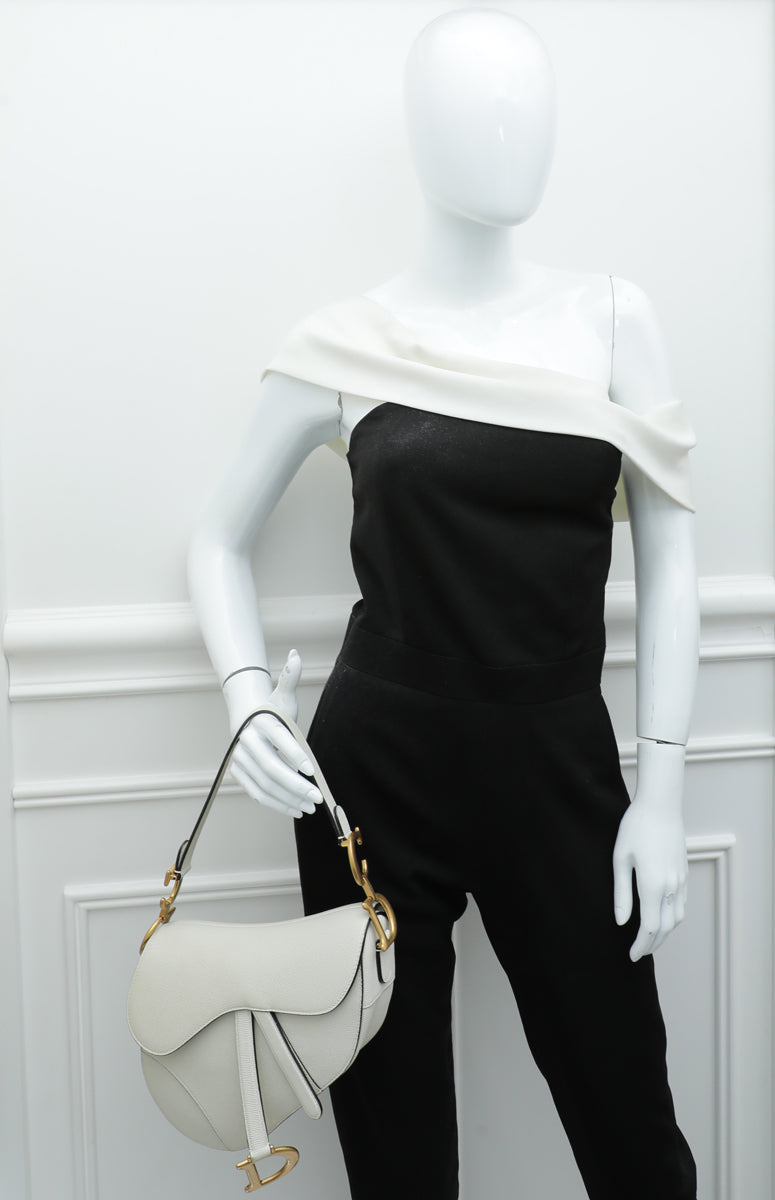 Christian Dior White Saddle Medium Bag