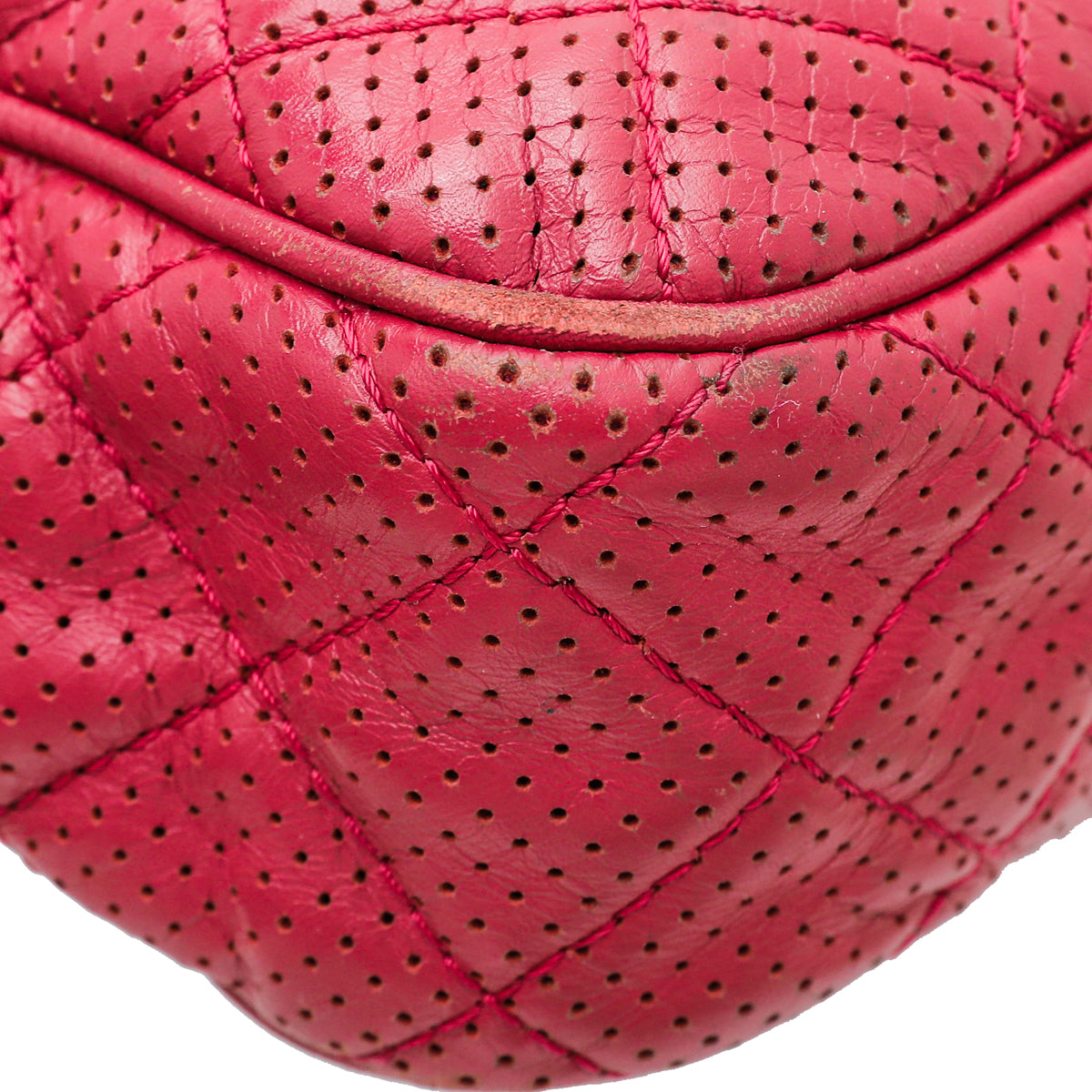 Chanel Red Perforated Flap Jumbo Bag