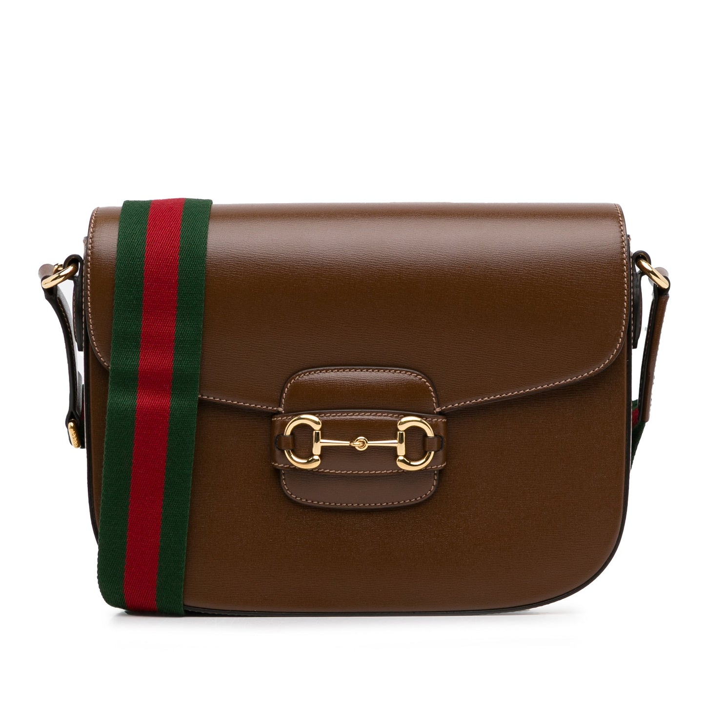 Gucci Horsebit 1955 Web Crossbody Brown Calfskin