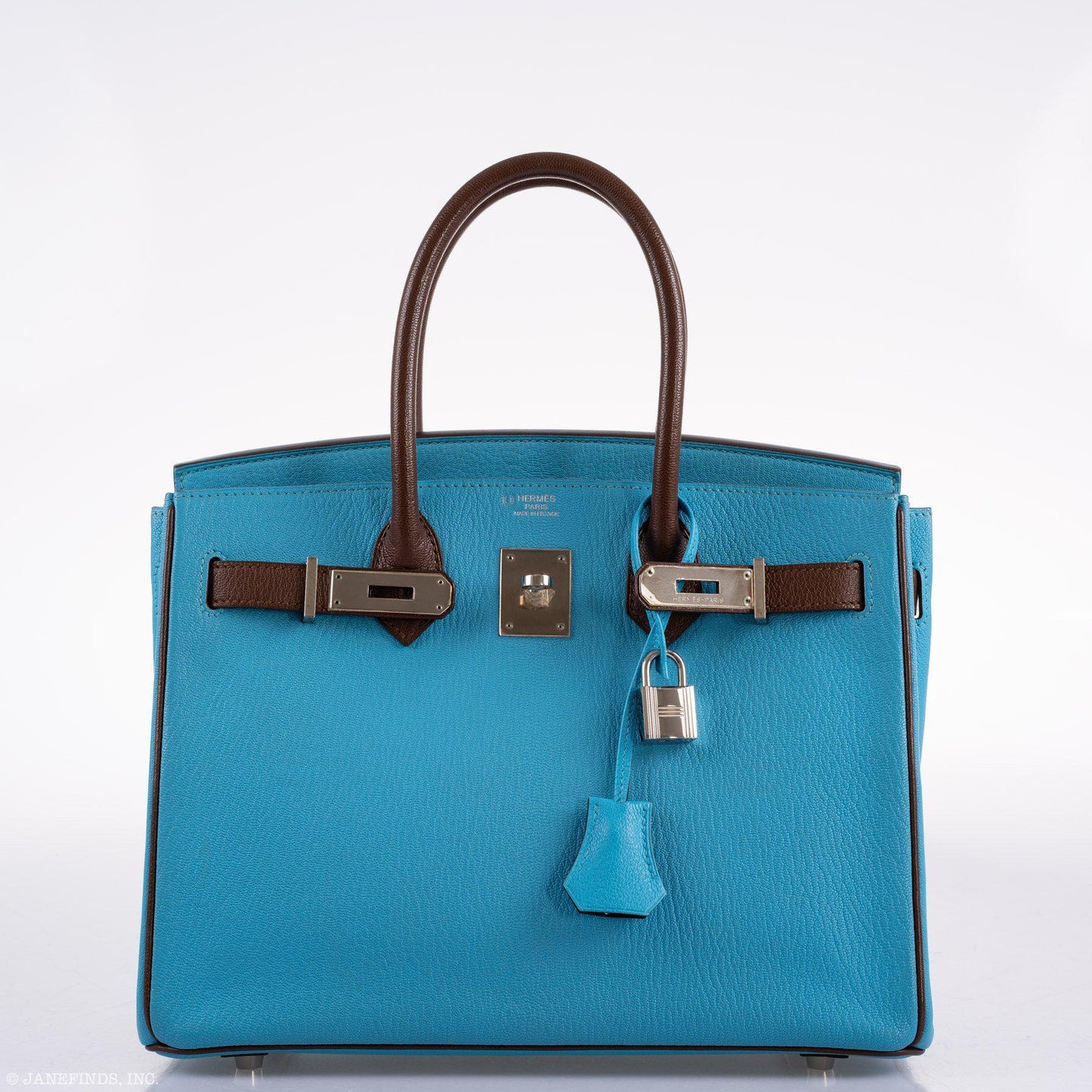 Hermes HSS Birkin 30 Blue Aztec & Havane Chevre with Palladium Hardware - 2011, O Square