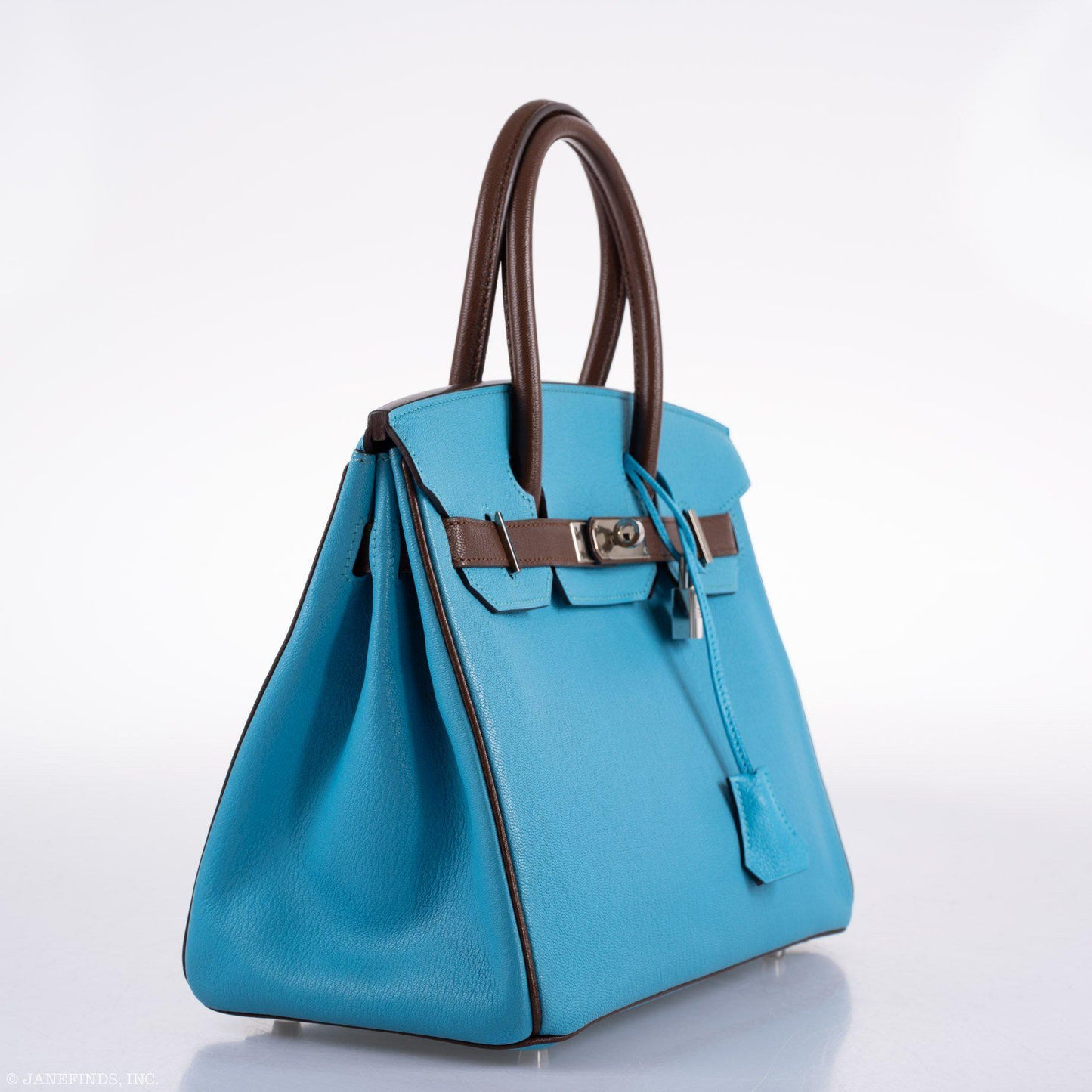 Hermes HSS Birkin 30 Blue Aztec & Havane Chevre with Palladium Hardware - 2011, O Square