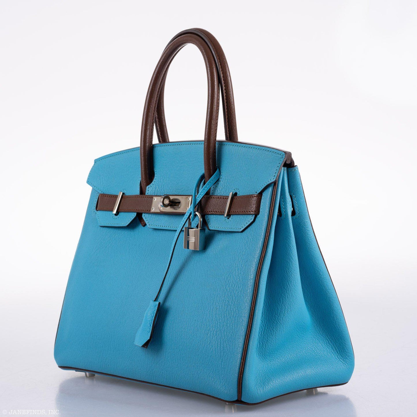 Hermes HSS Birkin 30 Blue Aztec & Havane Chevre with Palladium Hardware - 2011, O Square