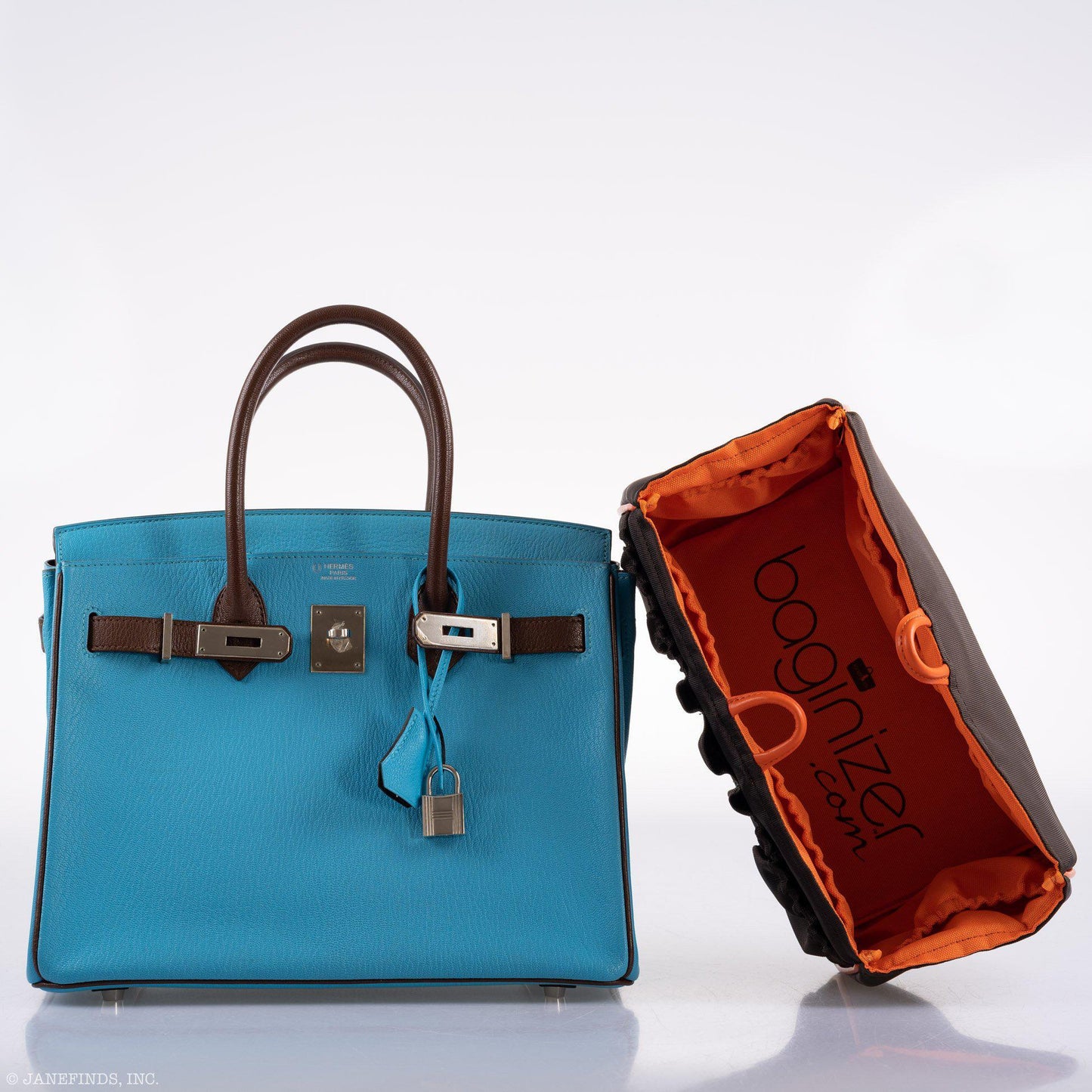 Hermes HSS Birkin 30 Blue Aztec & Havane Chevre with Palladium Hardware - 2011, O Square