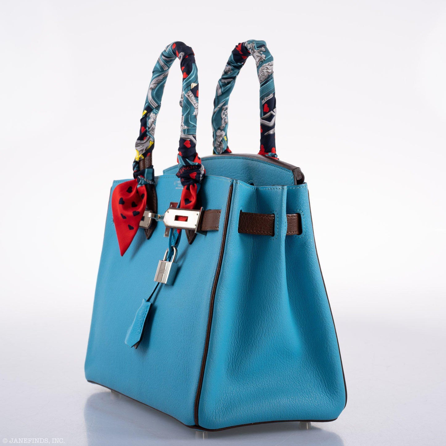 Hermes HSS Birkin 30 Blue Aztec & Havane Chevre with Palladium Hardware - 2011, O Square