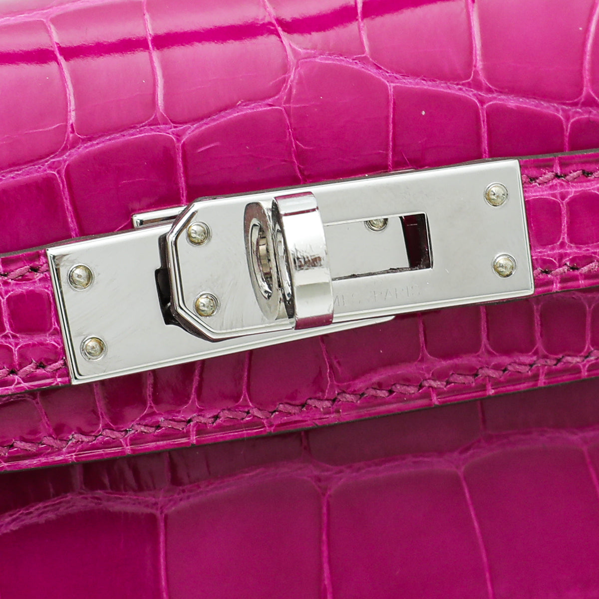 Hermes Rose Scheherazade Shiny Alligator Mini Kelly 20 Bag