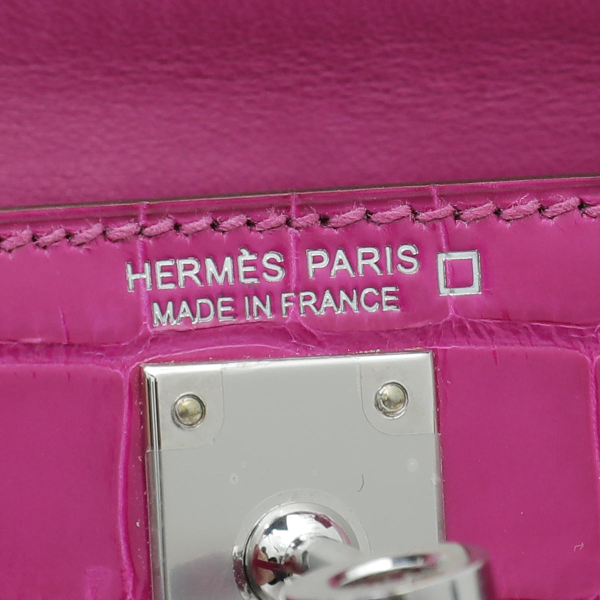 Hermes Rose Scheherazade Shiny Alligator Mini Kelly 20 Bag