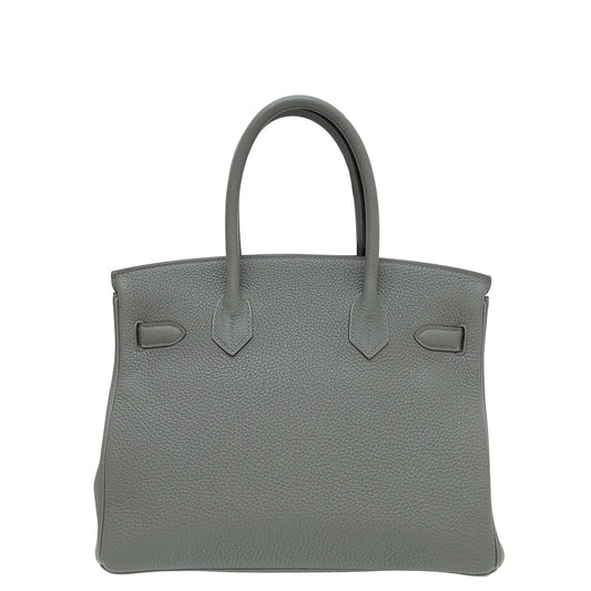 Hermes Gris Etain Retourne Birkin 30 Bag