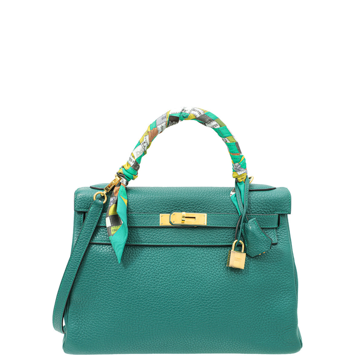 Hermes Malachite Retourne Kelly 32 Bag W/ Twilly