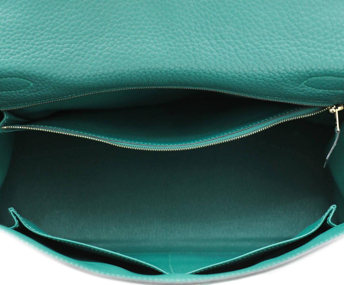 Hermes Malachite Retourne Kelly 32 Bag W/ Twilly