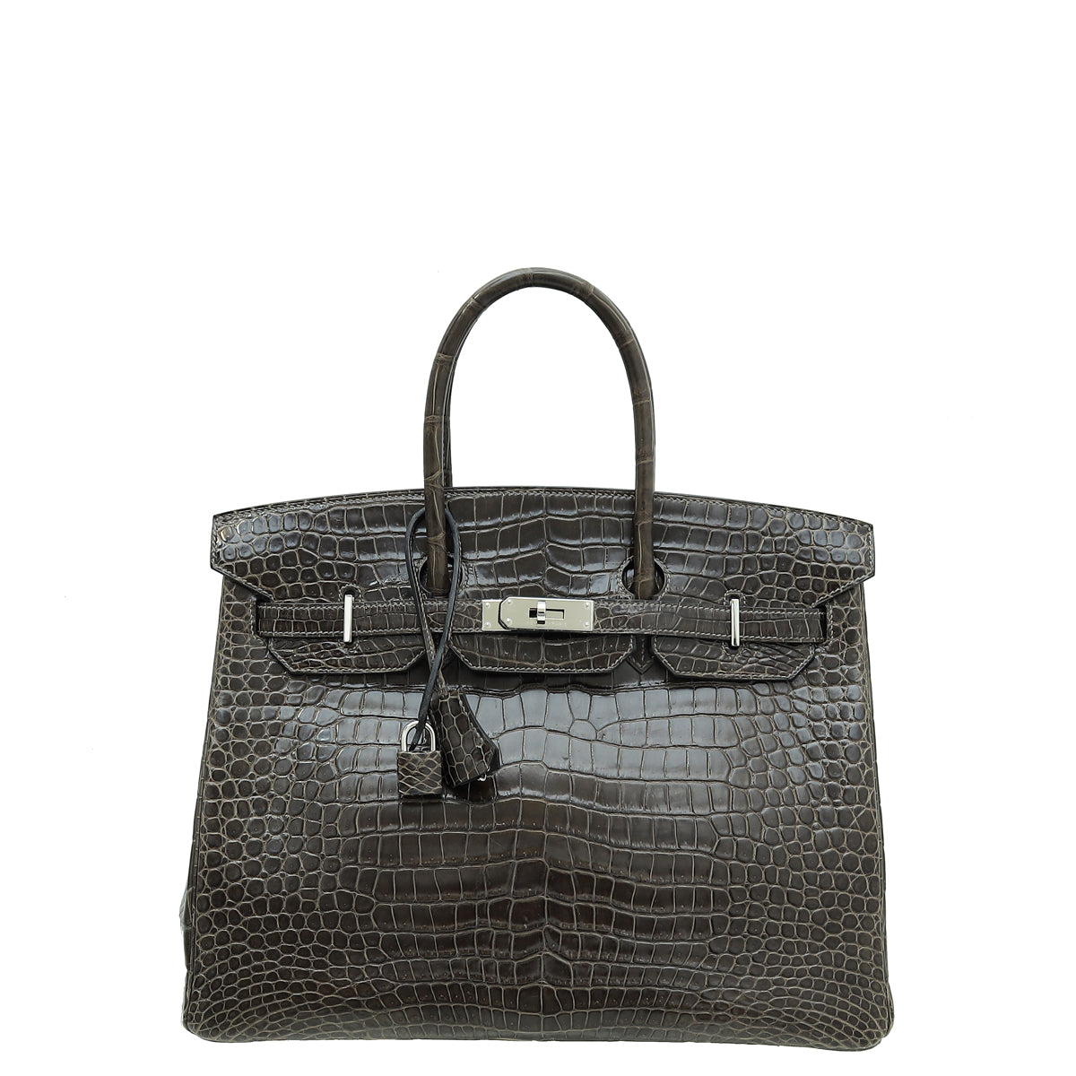 Hermes Gris Tourterelle Porosus Crocodile Birkin 35 Bag