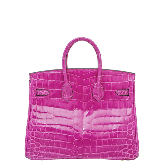 Hermes Rose Scheherazade Shiny Crocodile Niloticus Birkin 25 Bag