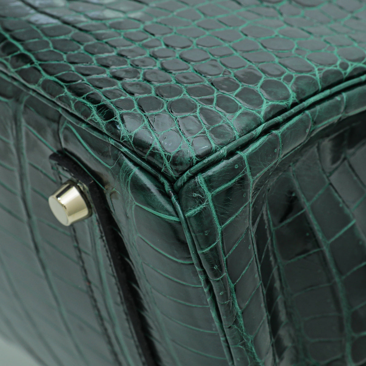 Hermes Vert Emerald Shiny Crocodile Porosus Birkin 35 Bag