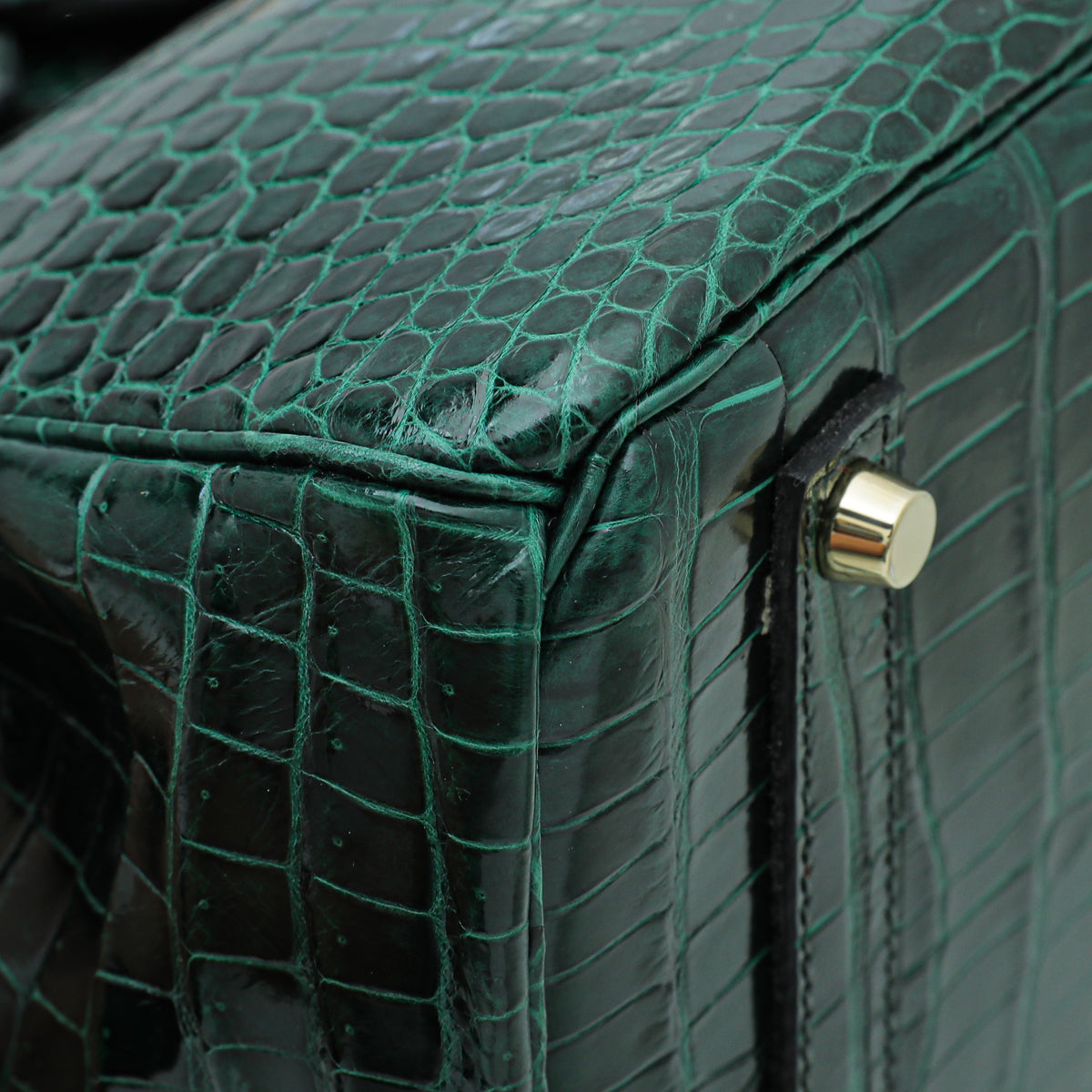 Hermes Vert Emerald Shiny Crocodile Porosus Birkin 35 Bag