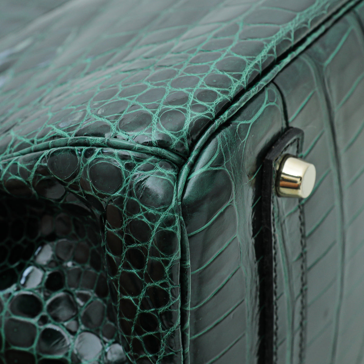 Hermes Vert Emerald Shiny Crocodile Porosus Birkin 35 Bag