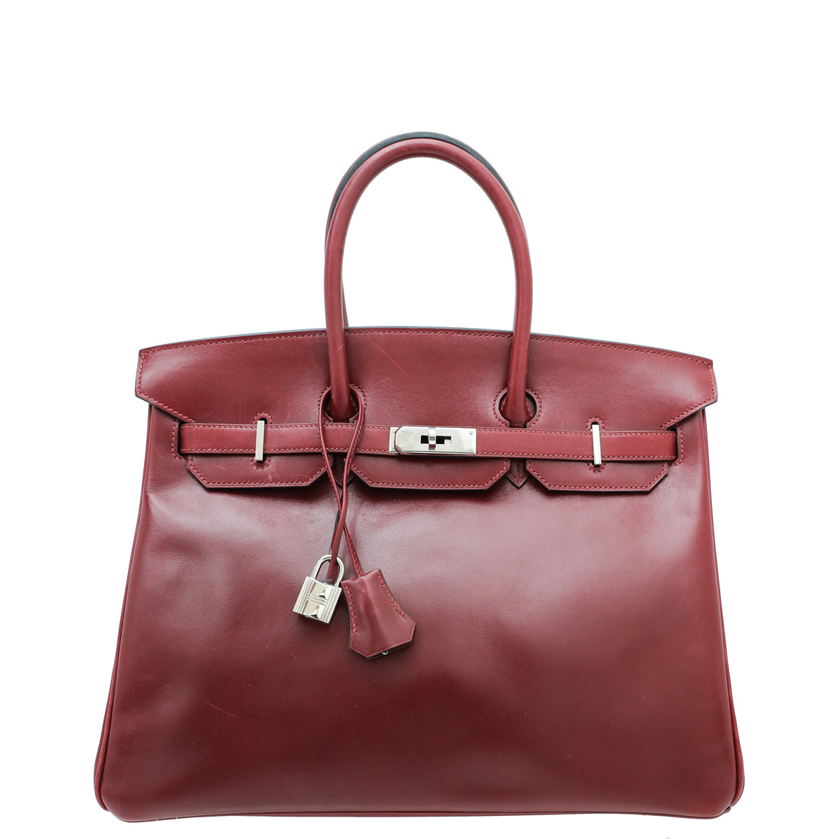 Hermes Rouge Garance Box Calf Birkin 35 Bag