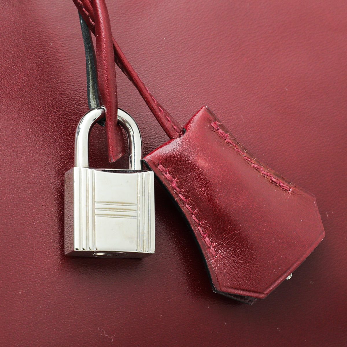 Hermes Rouge Garance Box Calf Birkin 35 Bag