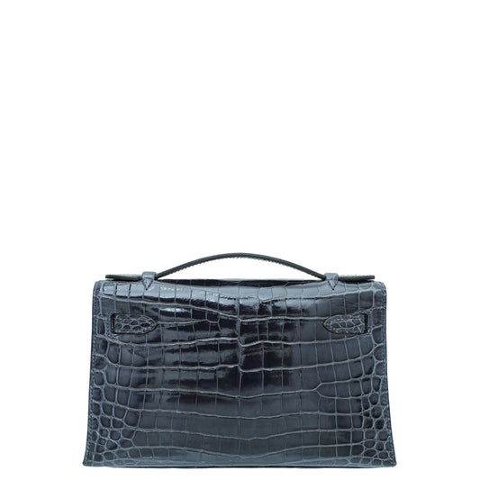 Hermes Bleu Abysse Shiny Niloticus Crocodile Kelly Pochette