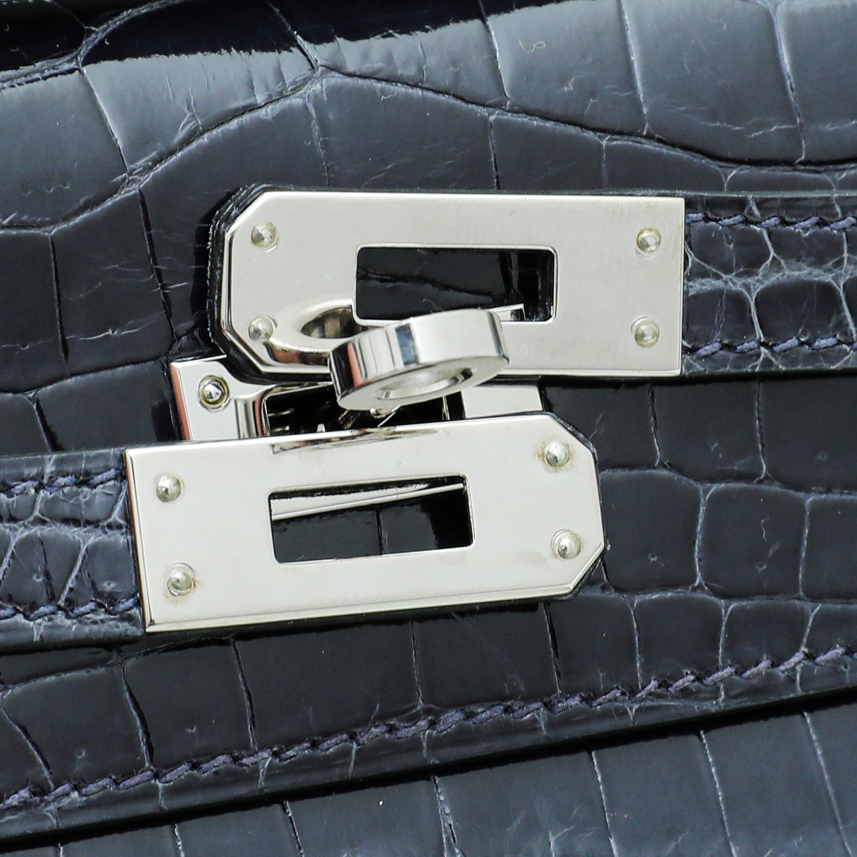 Hermes Bleu Abysse Shiny Niloticus Crocodile Kelly Pochette