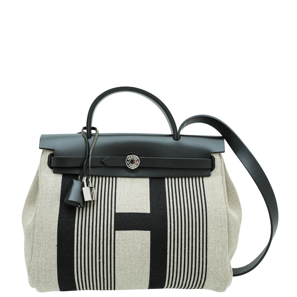 Hermes Bicolor Vache Hunter Toile H Vibration Herbag Zip Retourne 31 PM Bag