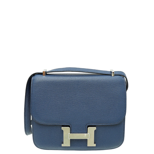 Hermes Bleu Brighton Constance Mini 18 Chevre Mysore Bag