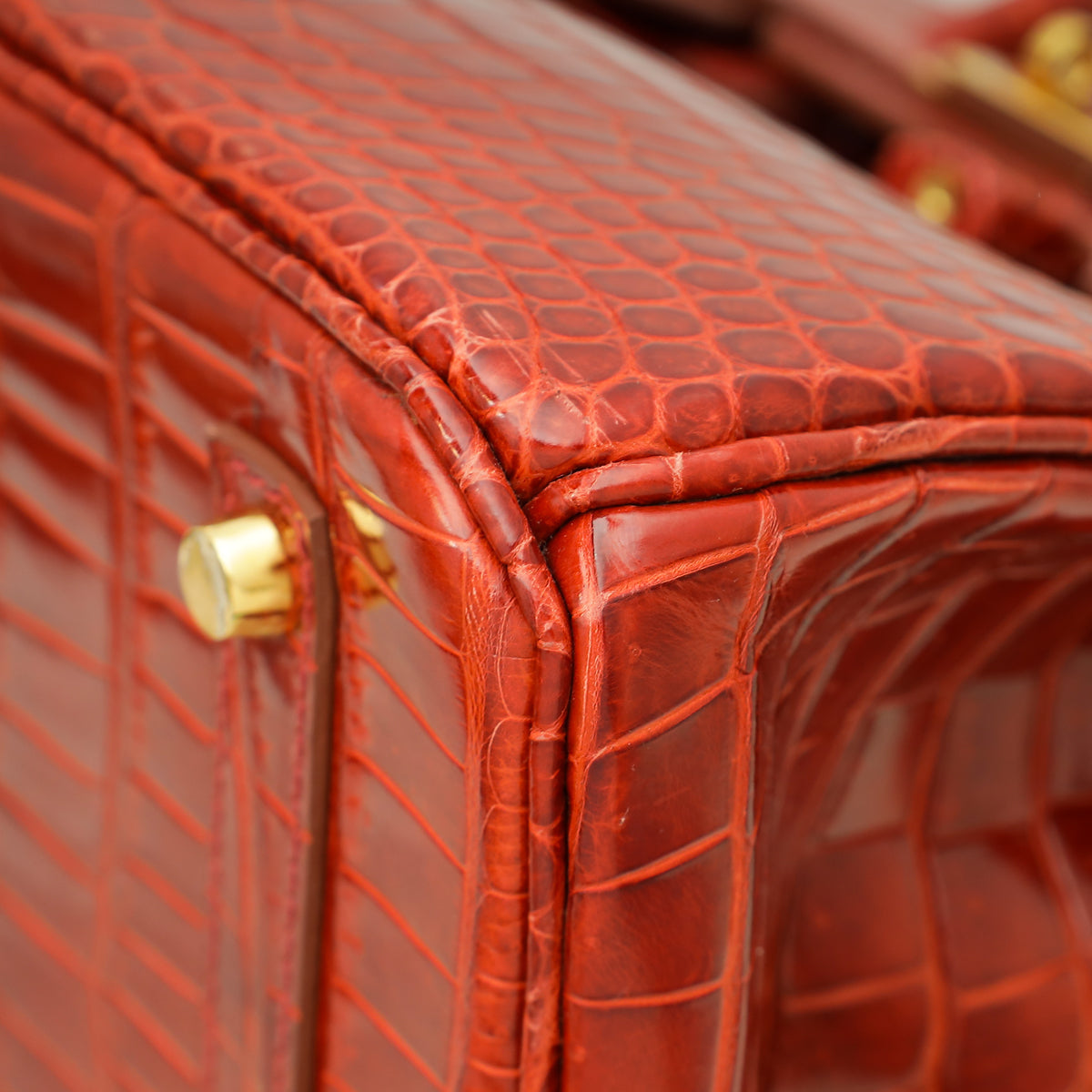 Hermes Lisse Rouge H Shiny Crocodile Porosus Birkin 35 Bag