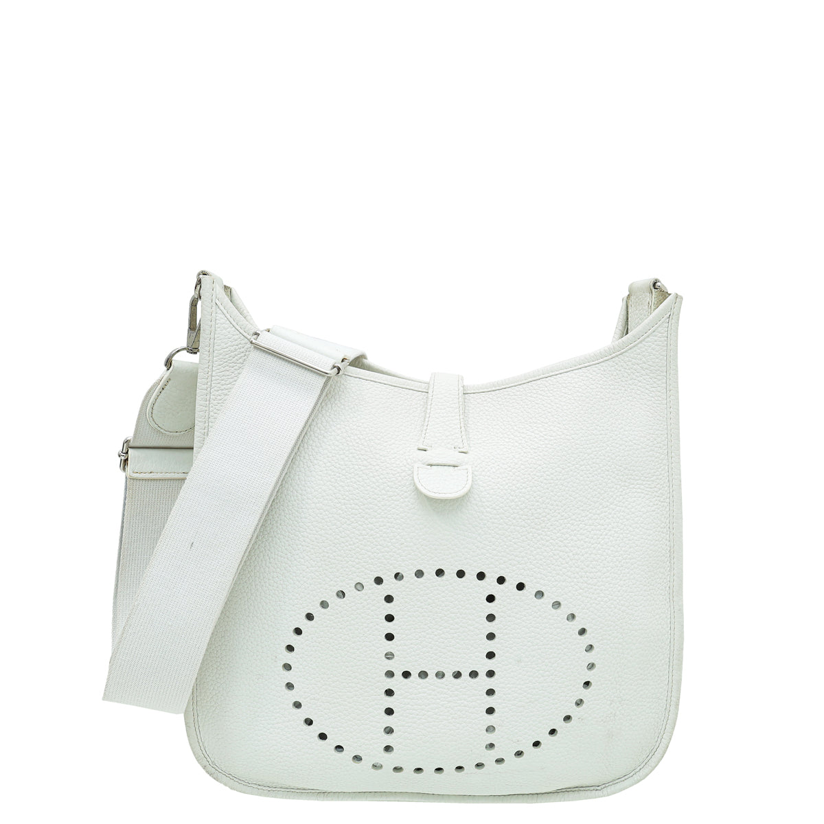 Hermes Blanc Evelyne III Clemence Leather PM Bag