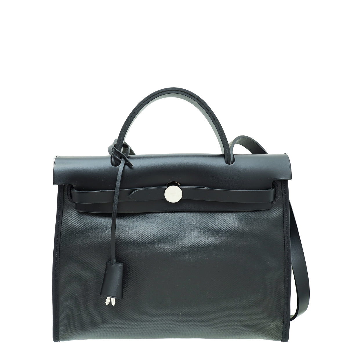 Hermes Noir Toile H Berline Vache Hunter Herbag 31 PM Bag