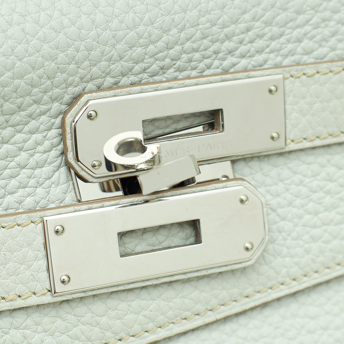 Hermes Gris Perle Retourne Kelly 32 Bag W/ Toile Sangle Strap