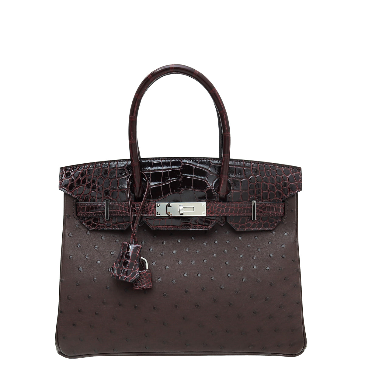 Hermes Bicolor Alligator and Ostrich Birkin Touch 30 Bag