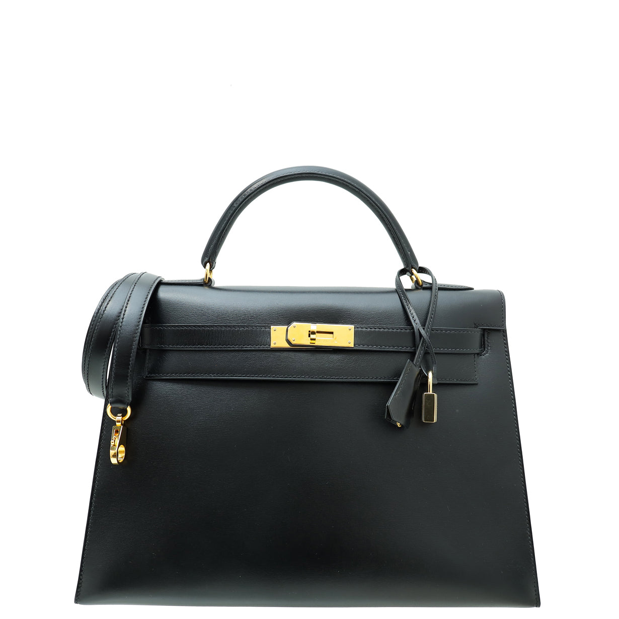 Hermes Noir Sellier Kelly 32 Bag