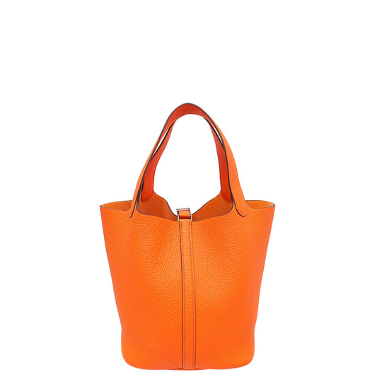 Hermes Orange Minium Picotin Lock 22 Bag