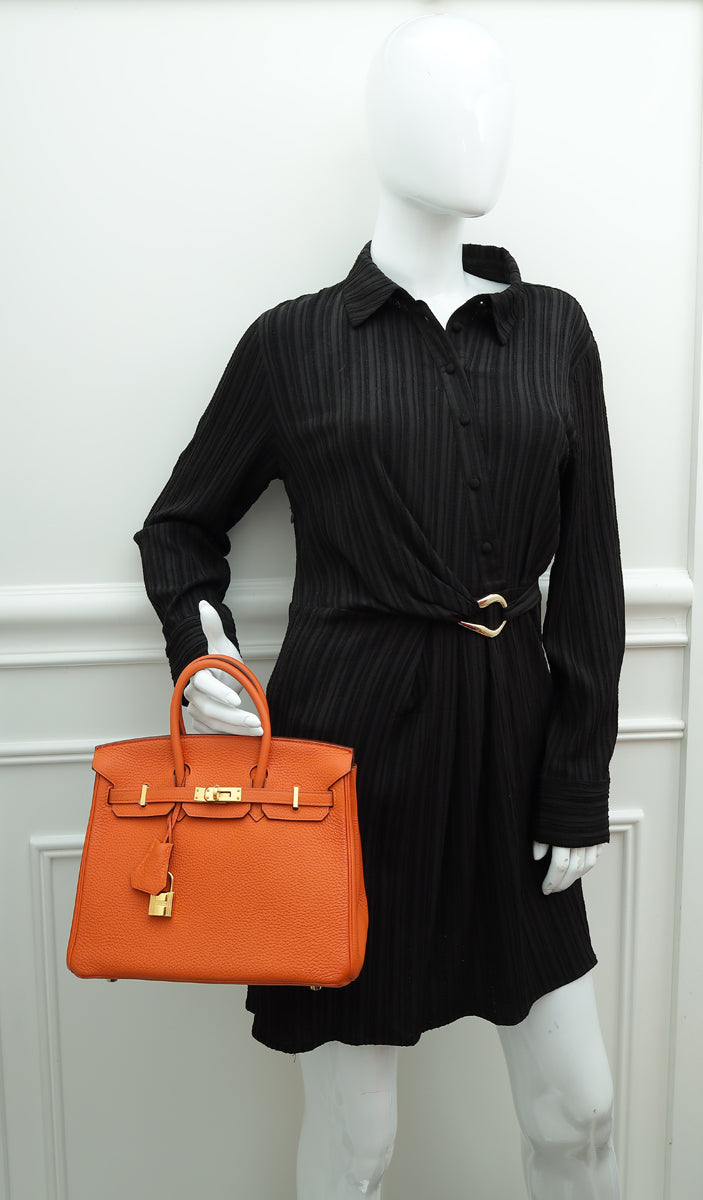 Hermes Orange Retourne Birkin 25 Bag